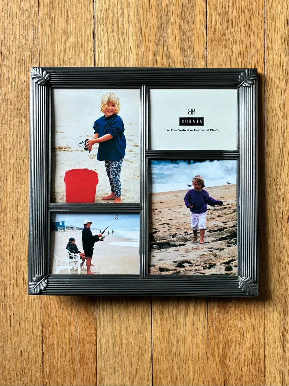 NIB Burnes®️Photo Collage Frame, Silver tone metal, 9x9 in.  MISSING GLASS